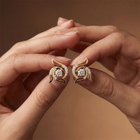 0.60 Ct Round Cut Lab Grown Diamond Floral Swirl Stud Earrings for Women Gold