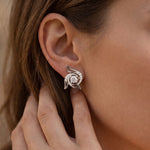0.60 Ct Round Cut Lab Grown Diamond Floral Swirl Stud Earrings for Women White