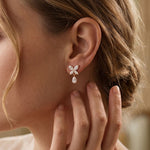 0.90 Ct Marquise Cut Lab Grown Diamond Butterfly Drop Stud Earrings for Women Rose Gold