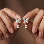 0.90 Ct Marquise Cut Lab Grown Diamond Butterfly Drop Stud Earrings for Women Rose Gold