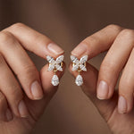 0.90 Ct Marquise Cut Lab Grown Diamond Butterfly Drop Stud Earrings for Women Gold