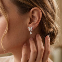0.90 Ct Marquise Cut Lab Grown Diamond Butterfly Drop Stud Earrings for Women White