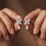 0.90 Ct Marquise Cut Lab Grown Diamond Butterfly Drop Stud Earrings for Women White