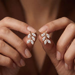 0.50 Ct Marquise Cut Lab Grown Diamond Leaf Style Stud Earrings for Women Rose Gold