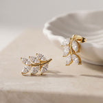 0.50 Ct Marquise Cut Lab Grown Diamond Leaf Style Stud Earrings for Women Gold