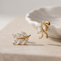 0.50 Ct Marquise Cut Lab Grown Diamond Leaf Style Stud Earrings for Women Gold