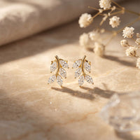 0.50 Ct Marquise Cut Lab Grown Diamond Leaf Style Stud Earrings for Women Gold