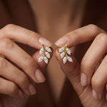 0.50 Ct Marquise Cut Lab Grown Diamond Leaf Style Stud Earrings for Women Gold