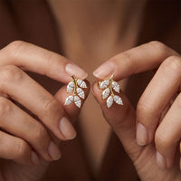 0.50 Ct Marquise Cut Lab Grown Diamond Leaf Style Stud Earrings for Women Gold
