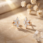 0.50 Ct Marquise Cut Lab Grown Diamond Six Petal Bloom Stud Earrings Rose Gold