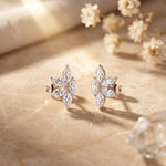 0.50 Ct Marquise Cut Lab Grown Diamond Six Petal Bloom Stud Earrings White