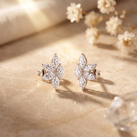 0.50 Ct Marquise Cut Lab Grown Diamond Six Petal Bloom Stud Earrings White