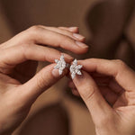 0.50 Ct Marquise Cut Lab Grown Diamond Six Petal Bloom Stud Earrings White