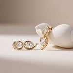 1.00 Ct Pear Cut Lab Grown Diamond Double Drop Teardrop Earrings  Gold