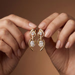 1.00 Ct Pear Cut Lab Grown Diamond Double Drop Teardrop Earrings  Gold