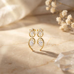 1.00 Ct Pear Cut Lab Grown Diamond Double Drop Teardrop Earrings  Gold