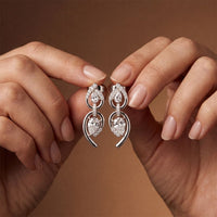 1.00 Ct Pear Cut Lab Grown Diamond Double Drop Teardrop Earrings White