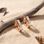 0.35 Ct Emerald Cut Lab Grown Diamond Classic Hoop Earrings Rose Gold
