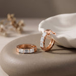 0.35 Ct Emerald Cut Lab Grown Diamond Classic Hoop Earrings Rose Gold