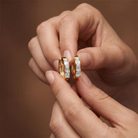 0.35 Ct Emerald Cut Lab Grown Diamond Classic Hoop Earrings Gold