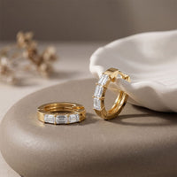 0.35 Ct Emerald Cut Lab Grown Diamond Classic Hoop Earrings Gold