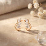 0.90 Ct Marquise Cut Lab Grown Diamond Sculpted Stud Earrings Rose Gold