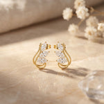 0.90 Ct Marquise Cut Lab Grown Diamond Sculpted Stud Earrings Gold
