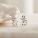 0.90 Ct Marquise Cut Lab Grown Diamond Sculpted Stud Earrings White