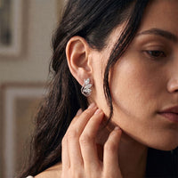 0.90 Ct Marquise Cut Lab Grown Diamond Sculpted Stud Earrings White