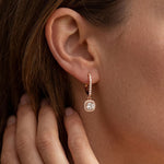 0.80 Ct Cushion Cut Lab Grown Diamond Framed Drop Earrings Rose Gold