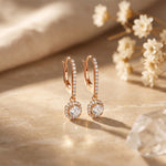 0.80 Ct Cushion Cut Lab Grown Diamond Framed Drop Earrings Rose Gold