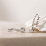 0.85 Ct Emerald Cut Lab Grown Diamond Architectural Drop Earrings White