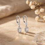 0.85 Ct Emerald Cut Lab Grown Diamond Architectural Drop Earrings White