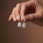 0.85 Ct Emerald Cut Lab Grown Diamond Architectural Drop Earrings White