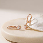 0.85 Ct Heart Cut Lab Grown Diamond Halo Frame Earrings Rose Gold