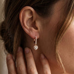 0.85 Ct Heart Cut Lab Grown Diamond Halo Frame Earrings Rose Gold