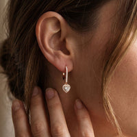 0.85 Ct Heart Cut Lab Grown Diamond Halo Frame Earrings Rose Gold