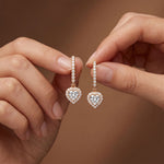 0.85 Ct Heart Cut Lab Grown Diamond Halo Frame Earrings Rose Gold