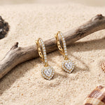 0.85 Ct Heart Cut Lab Grown Diamond Halo Frame Earrings Gold