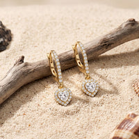 0.85 Ct Heart Cut Lab Grown Diamond Halo Frame Earrings Gold