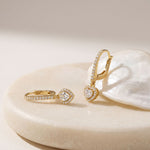 0.85 Ct Heart Cut Lab Grown Diamond Halo Frame Earrings Gold