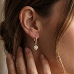 0.85 Ct Heart Cut Lab Grown Diamond Halo Frame Earrings Gold