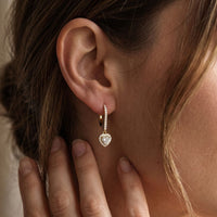 0.85 Ct Heart Cut Lab Grown Diamond Halo Frame Earrings Gold