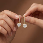 0.85 Ct Heart Cut Lab Grown Diamond Halo Frame Earrings Gold