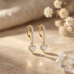 0.85 Ct Heart Cut Lab Grown Diamond Halo Frame Earrings Gold