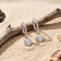0.85 Ct Heart Cut Lab Grown Diamond Halo Frame Earrings White