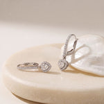 0.85 Ct Heart Cut Lab Grown Diamond Halo Frame Earrings White