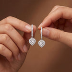0.85 Ct Heart Cut Lab Grown Diamond Halo Frame Earrings White