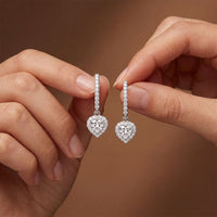 0.85 Ct Heart Cut Lab Grown Diamond Halo Frame Earrings White