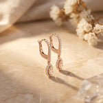 0.85 Ct Marquise Cut Lab Grown Diamond Pavé Frame Drop Earrings Rose Gold